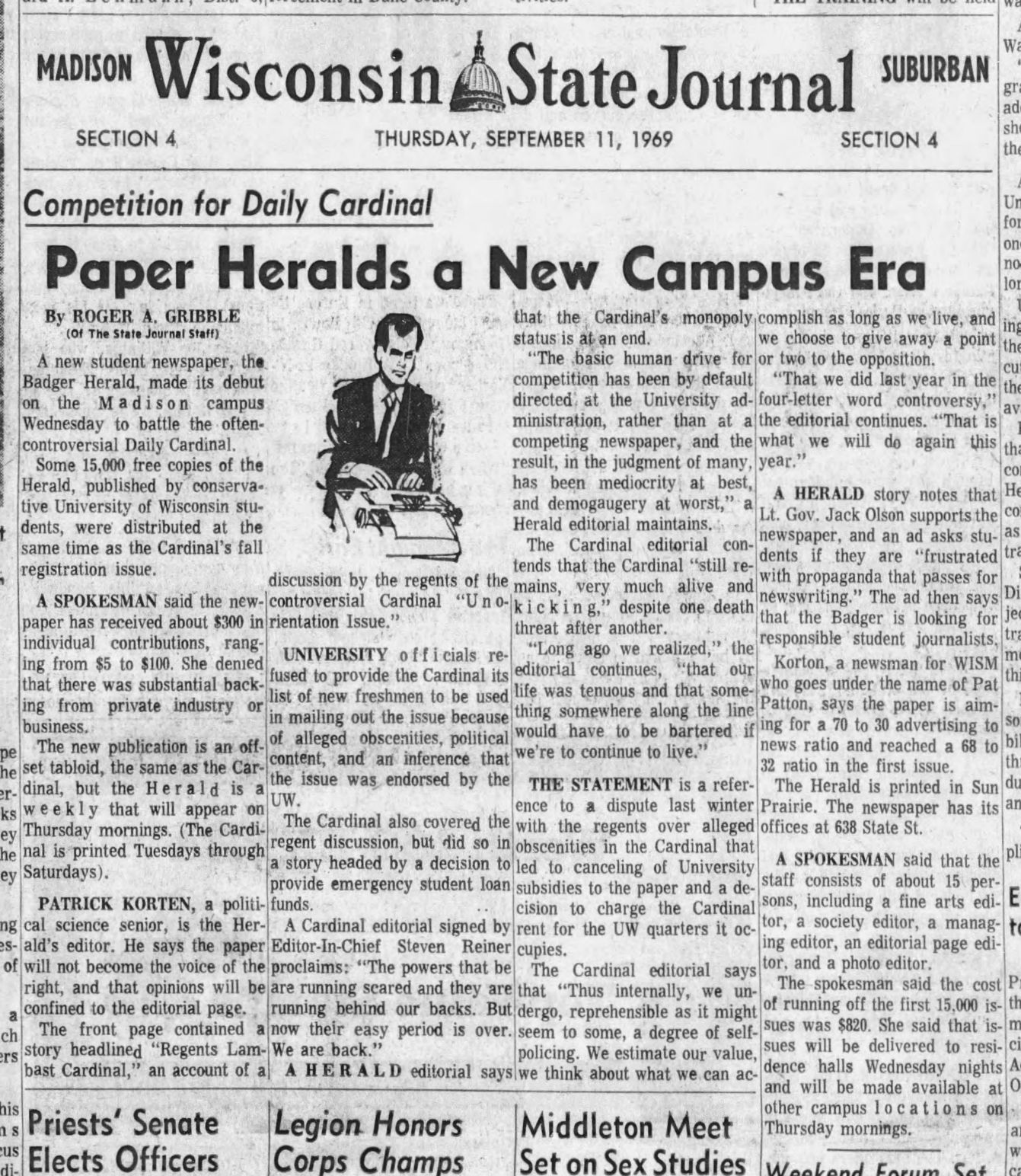 Sept. 11, 1969 edition of the Wisconsin State Journal.